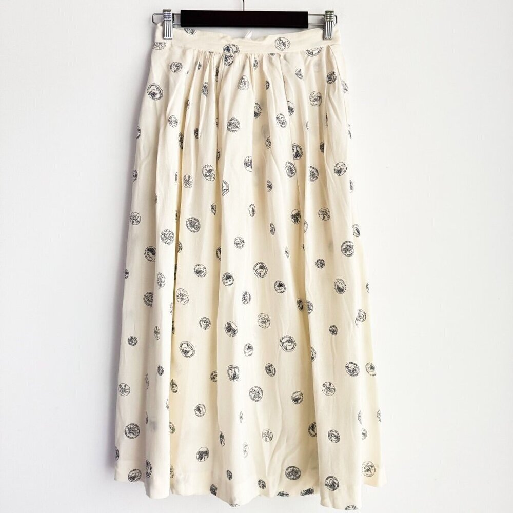 Perry Ellis Portfolio Coin Print Silk Blend Midi Skirt 6